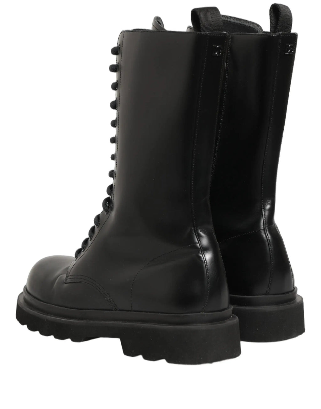 Dolce & Gabbana Black Leather Lace Up Men Combat Boots Shoes