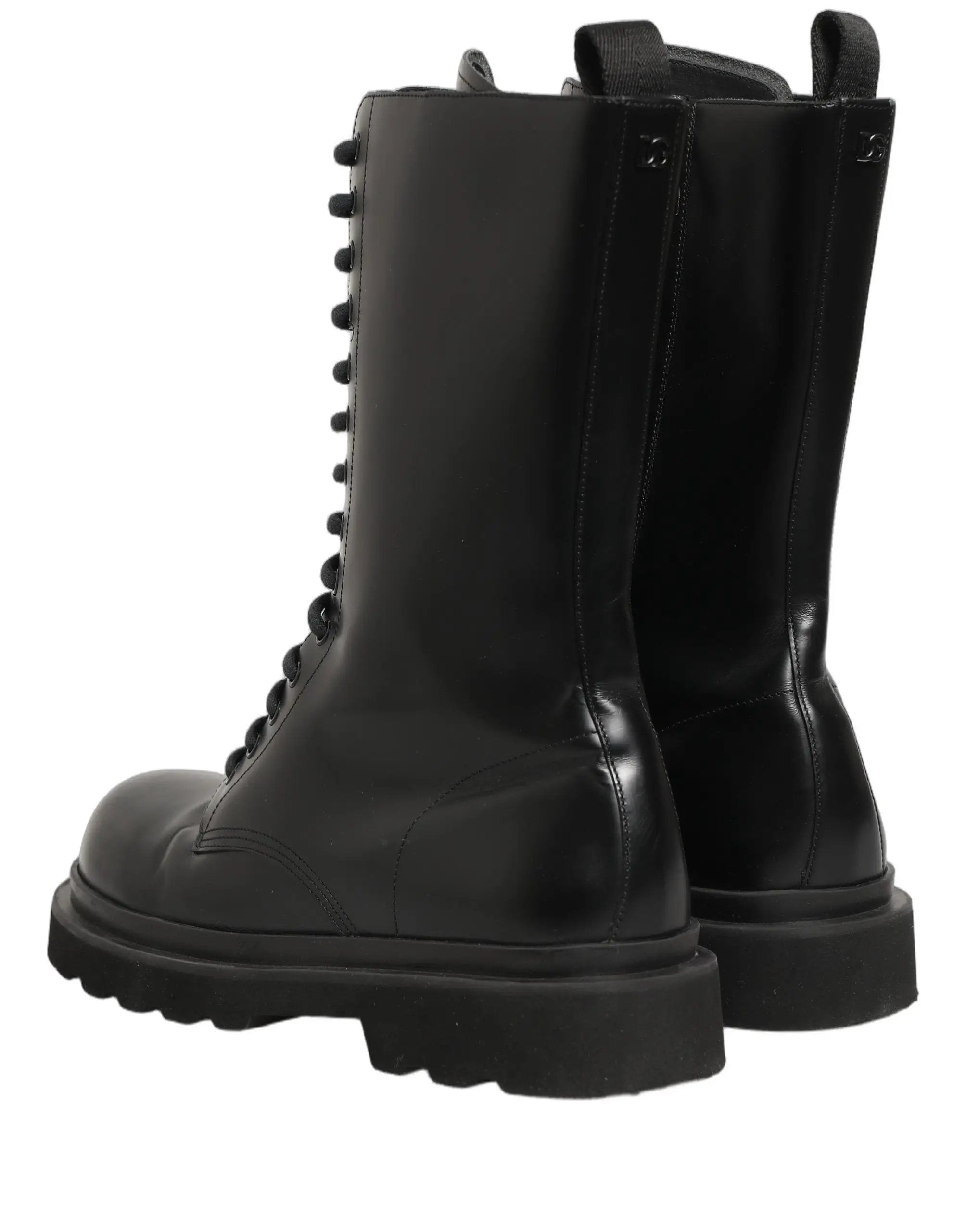 Dolce & Gabbana Black Leather Lace Up Men Combat Boots Shoes