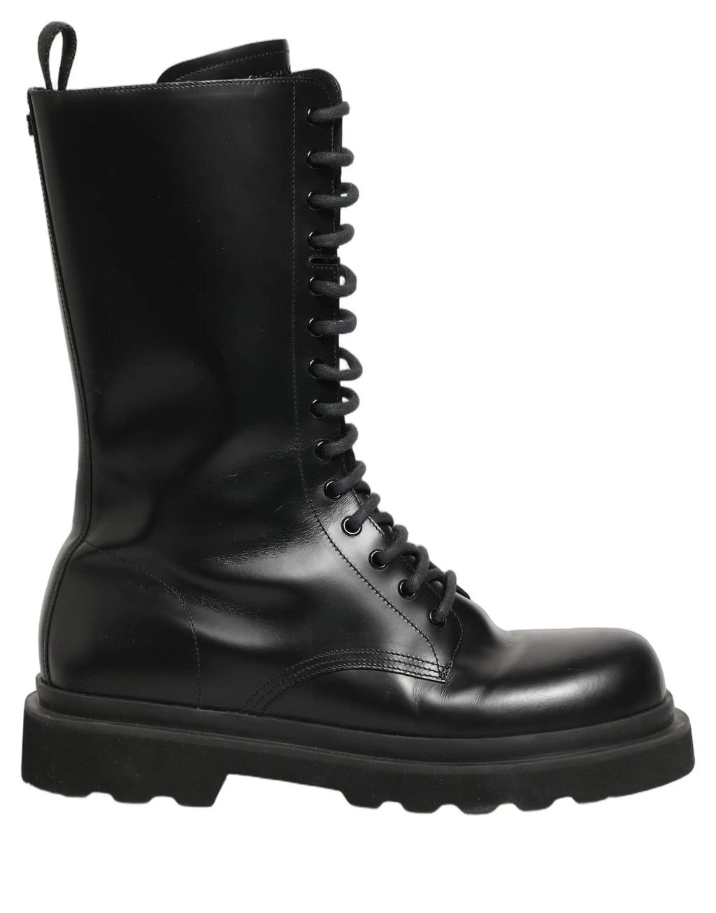 Dolce & Gabbana Black Leather Lace Up Men Combat Boots Shoes