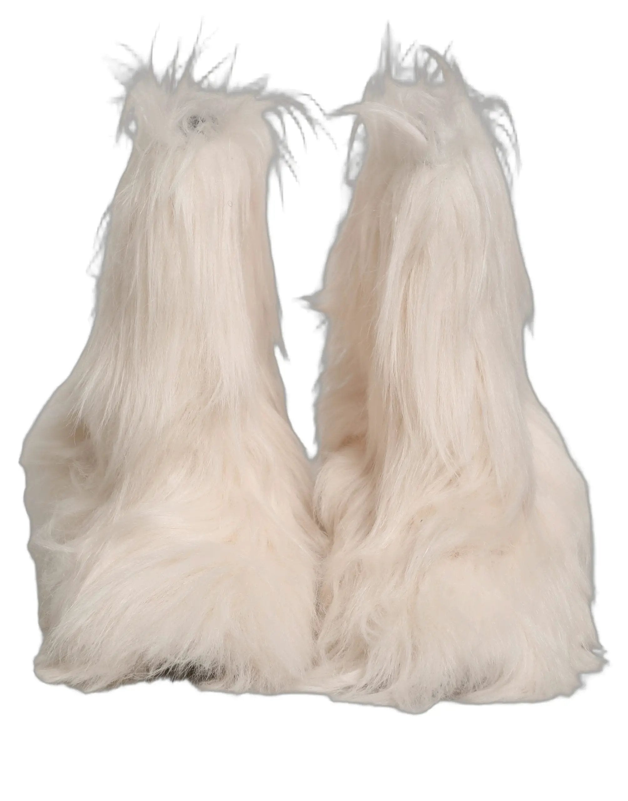 Dolce & Gabbana White Faux Fur Mid Calf Men Boots Shoes