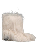 Dolce & Gabbana White Faux Fur Mid Calf Men Boots Shoes