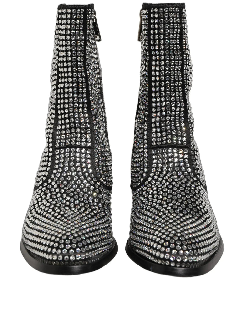 Dolce & Gabbana Black Crystal Embellished Ankle Boots Shoes