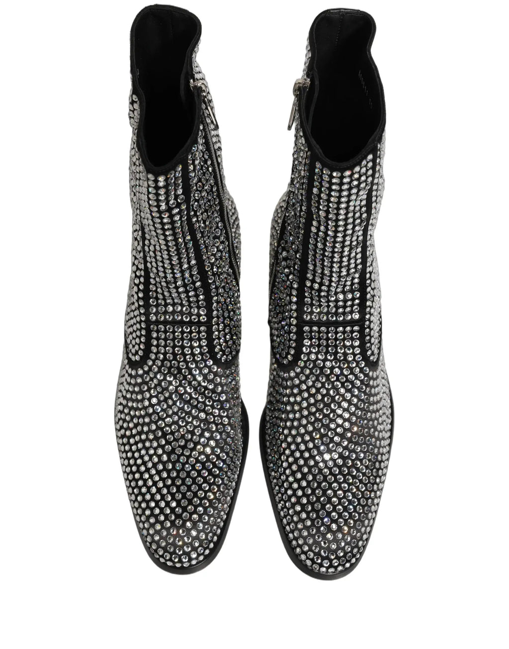 Dolce & Gabbana Black Crystal Embellished Ankle Boots Shoes