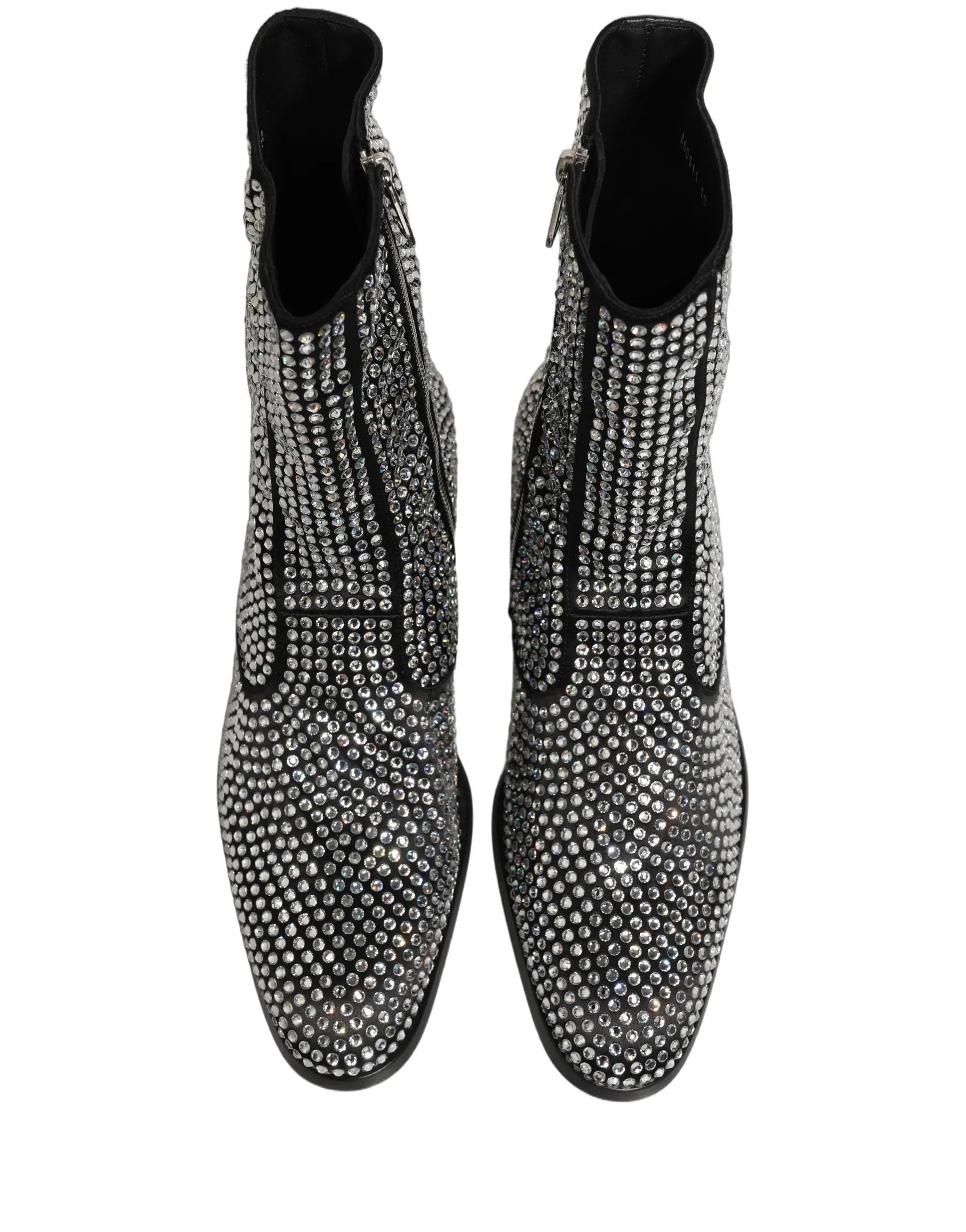 Dolce & Gabbana Black Crystal Embellished Ankle Boots Shoes