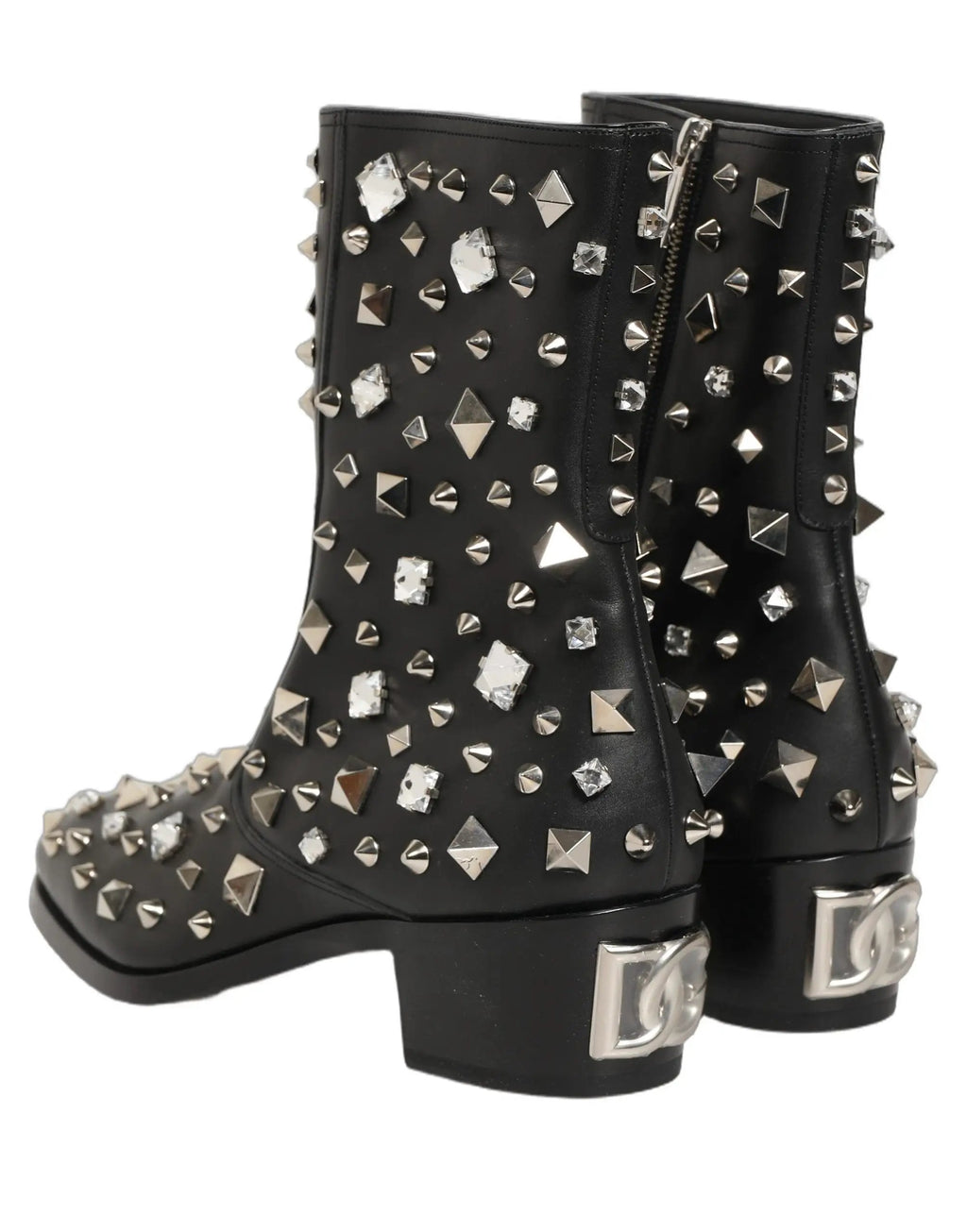 Bottes courtes Dolce & Gabbana noires ornées de cristaux