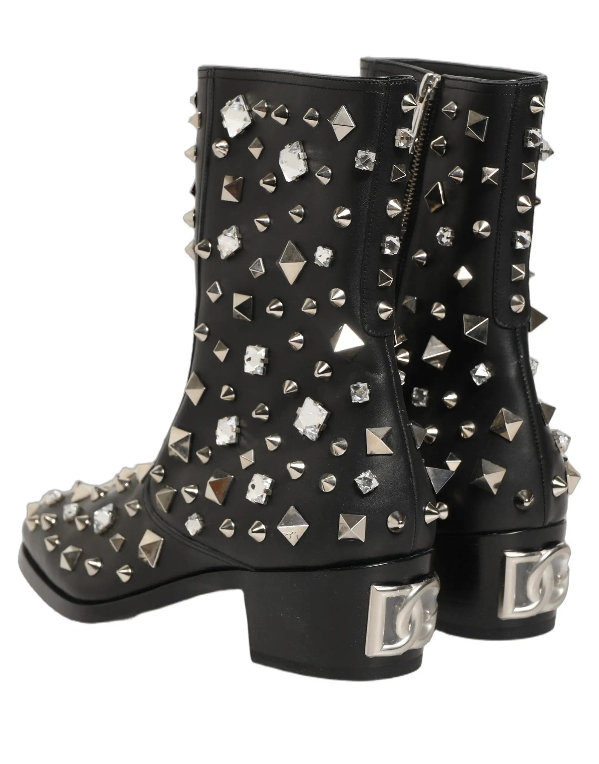 Bottes courtes Dolce & Gabbana noires ornées de cristaux