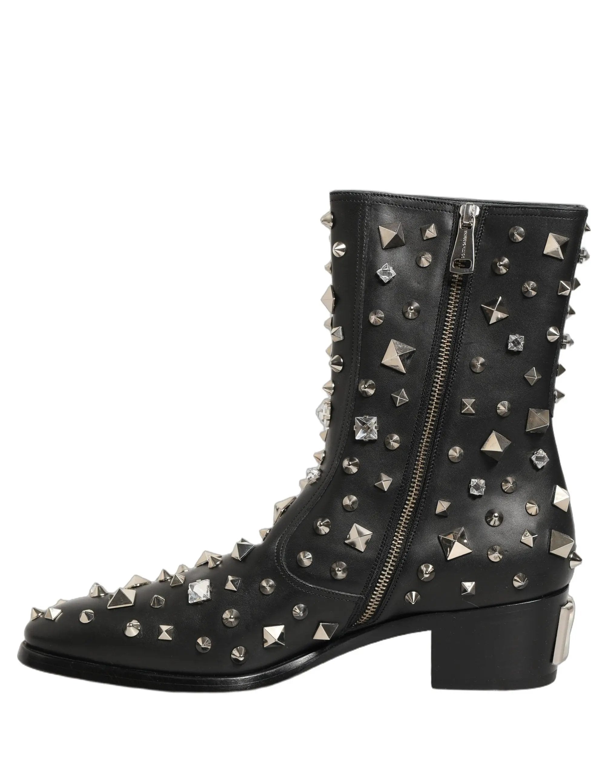 Bottes courtes Dolce & Gabbana noires ornées de cristaux