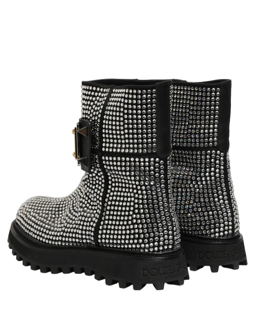 Chaussures Bottines Courtes Dolce & Gabbana Noires Ornées de Cristaux