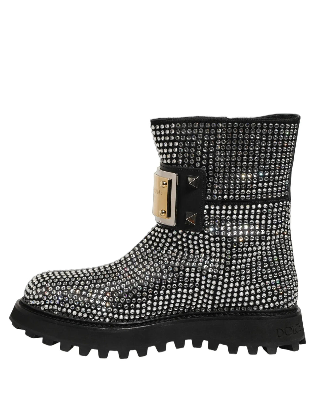 Chaussures Bottines Courtes Dolce & Gabbana Noires Ornées de Cristaux