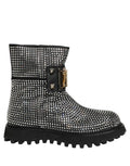 Chaussures Bottines Courtes Dolce & Gabbana Noires Ornées de Cristaux