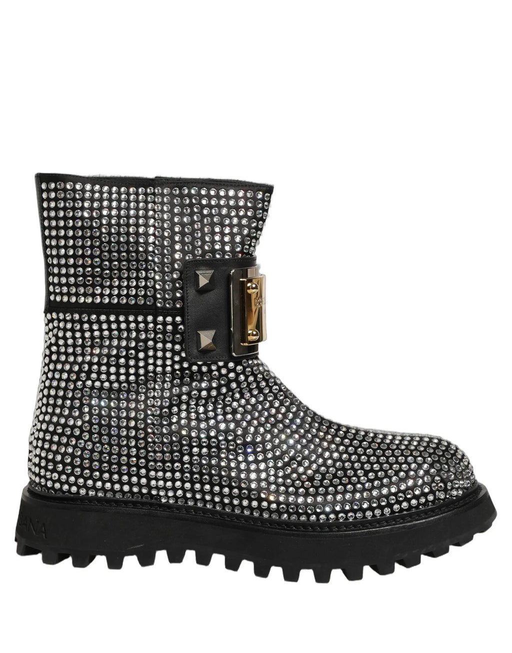 Chaussures Bottines Courtes Dolce & Gabbana Noires Ornées de Cristaux