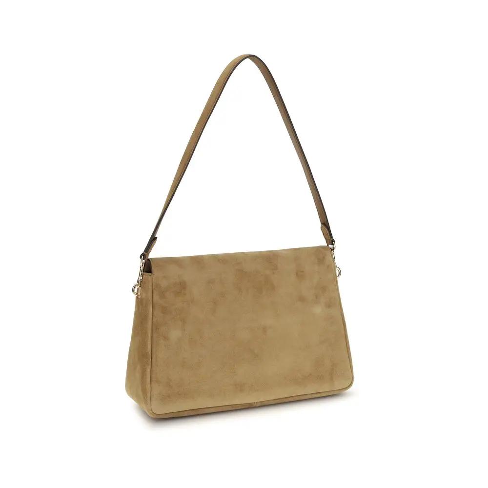 Sac bandoulière Bos Taurus en cuir de veau beige Tory Burch