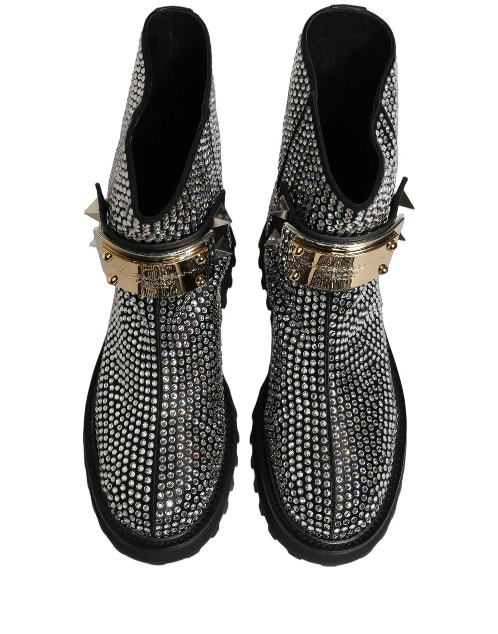 Chaussures Bottines Courtes Dolce & Gabbana Noires Ornées de Cristaux