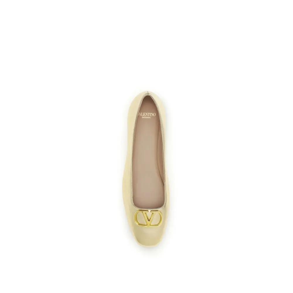 Valentino Garavani Gold Napa Leather / Calf Bos Taurus Ballet Flats