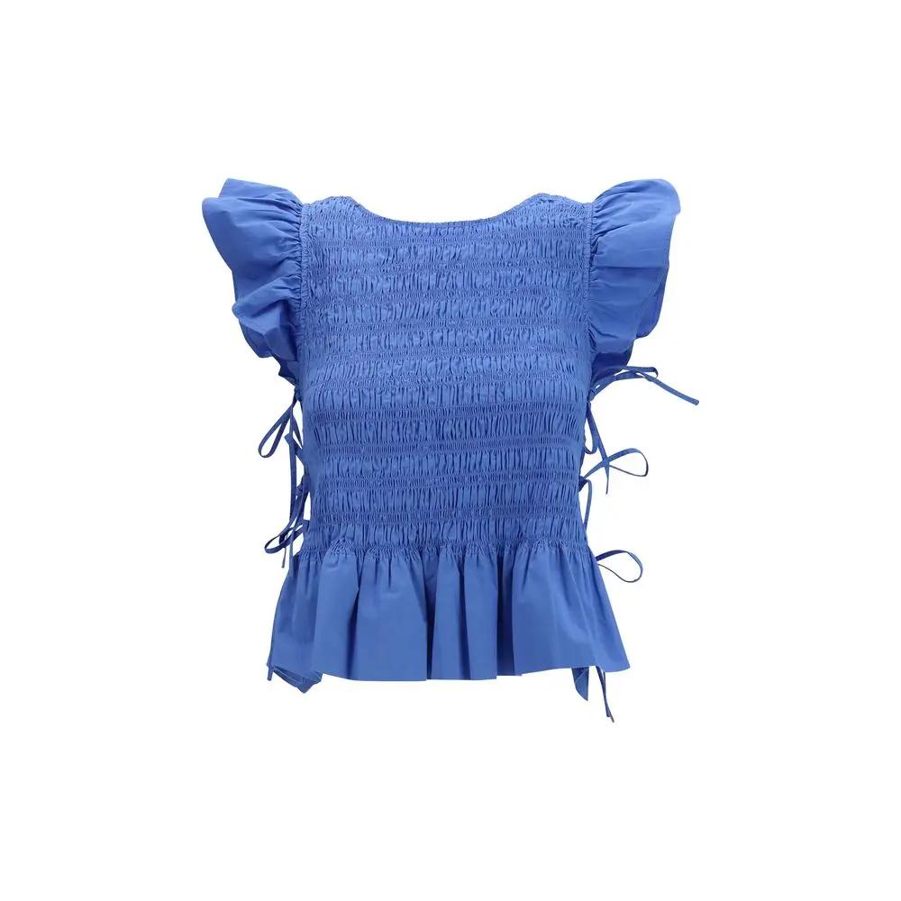 Chemisier Ganni en coton bleu