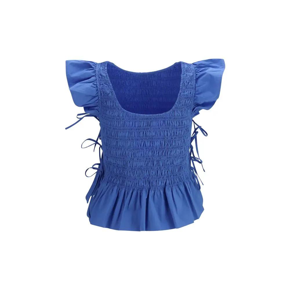 Chemisier Ganni en coton bleu