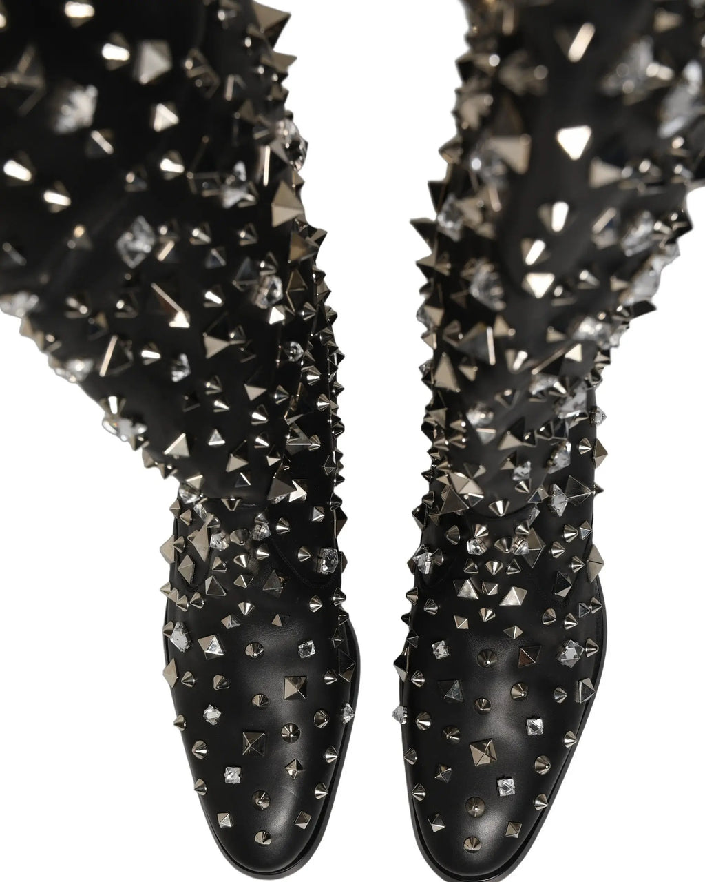 Bottes hautes Dolce & Gabbana noires ornées de cristaux