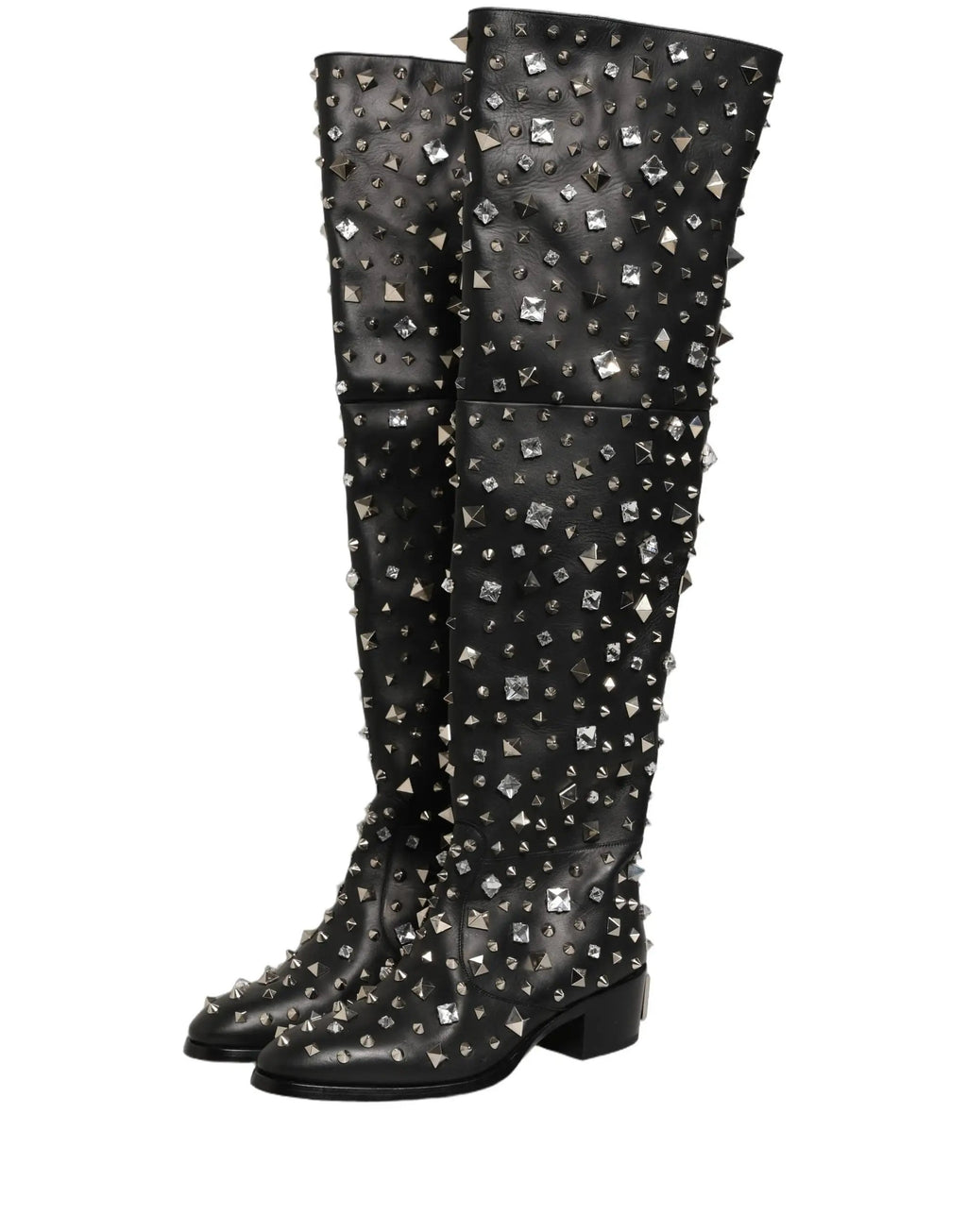Bottes hautes Dolce & Gabbana noires ornées de cristaux