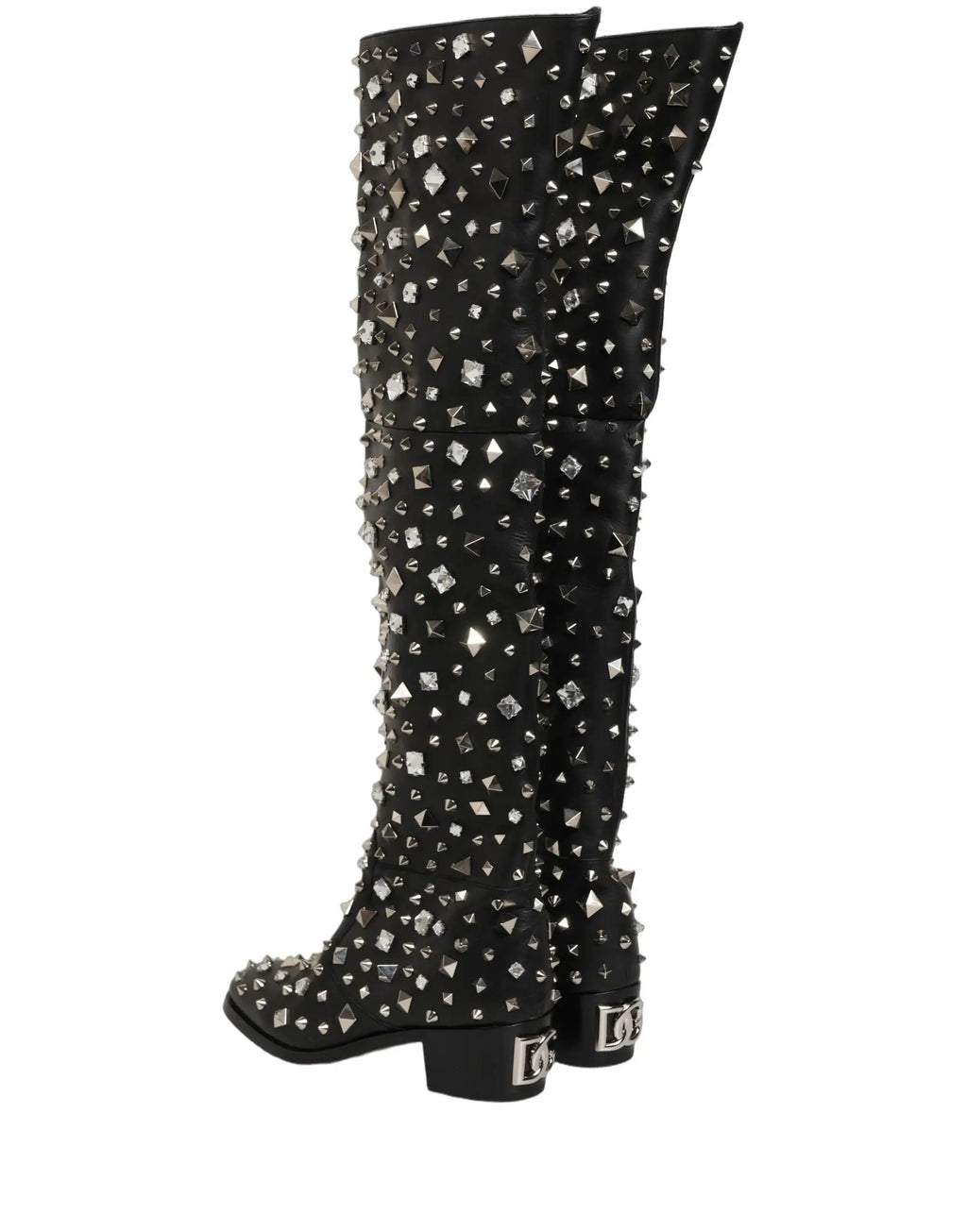 Bottes hautes Dolce & Gabbana noires ornées de cristaux