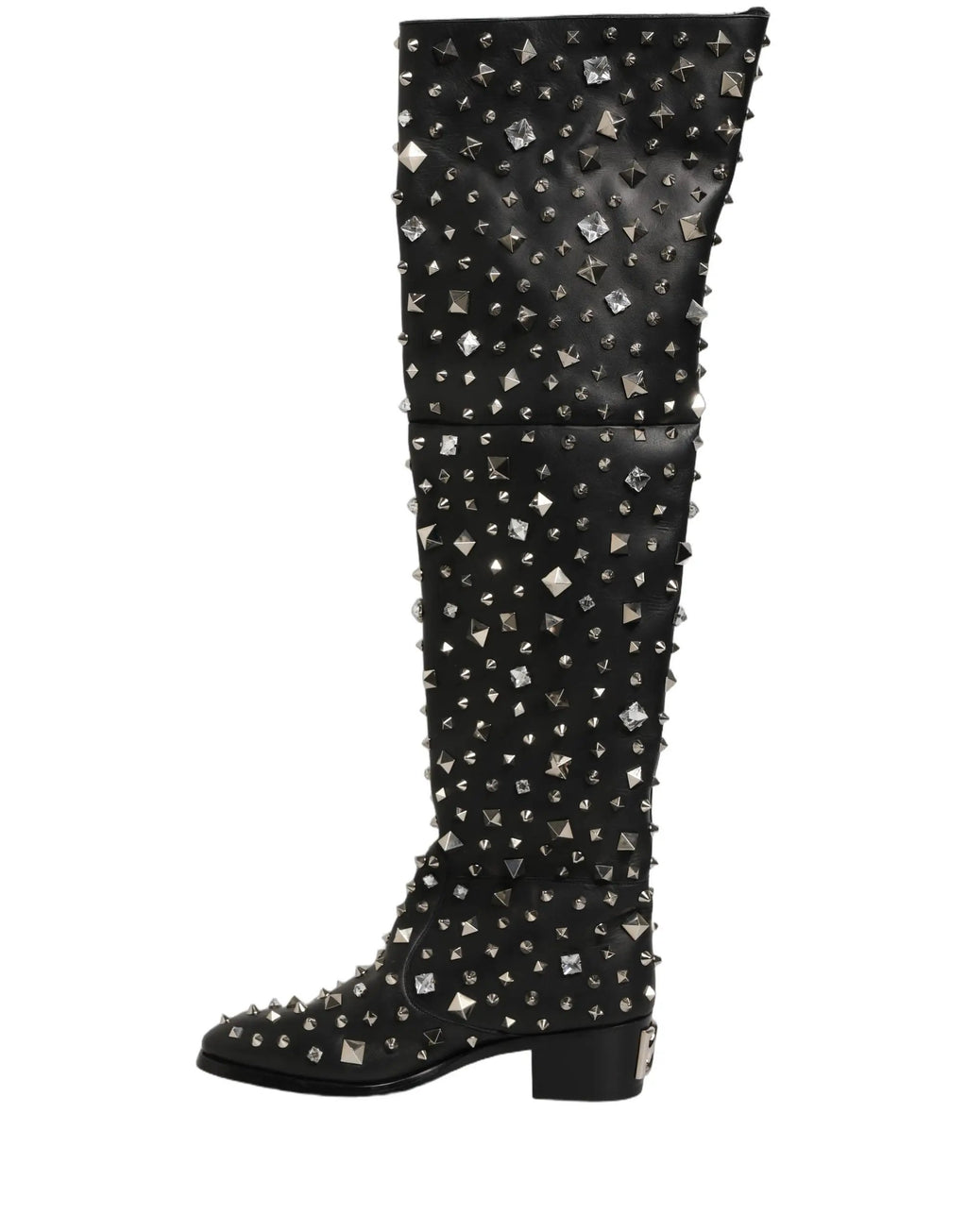 Bottes hautes Dolce & Gabbana noires ornées de cristaux