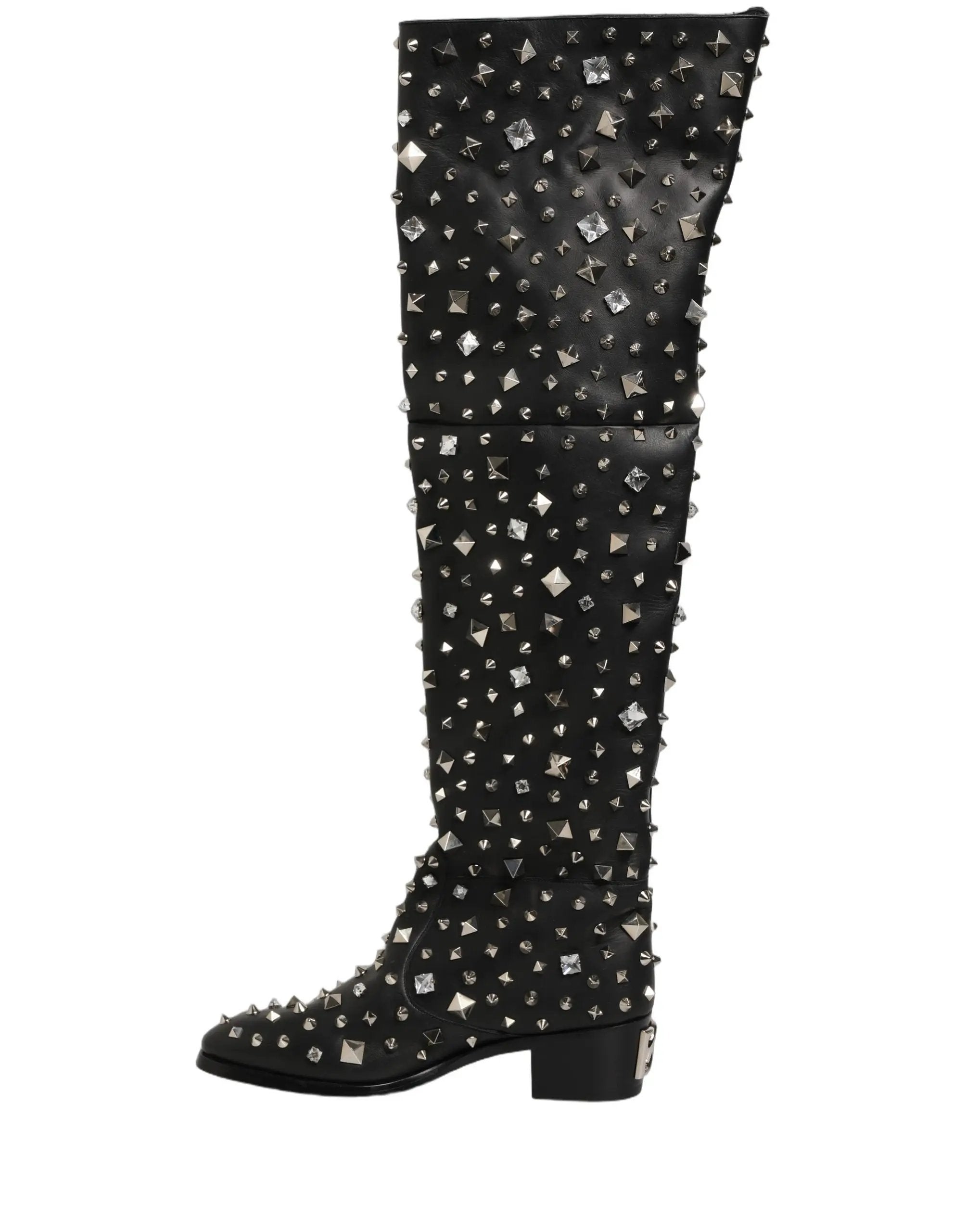 Bottes hautes Dolce & Gabbana noires ornées de cristaux