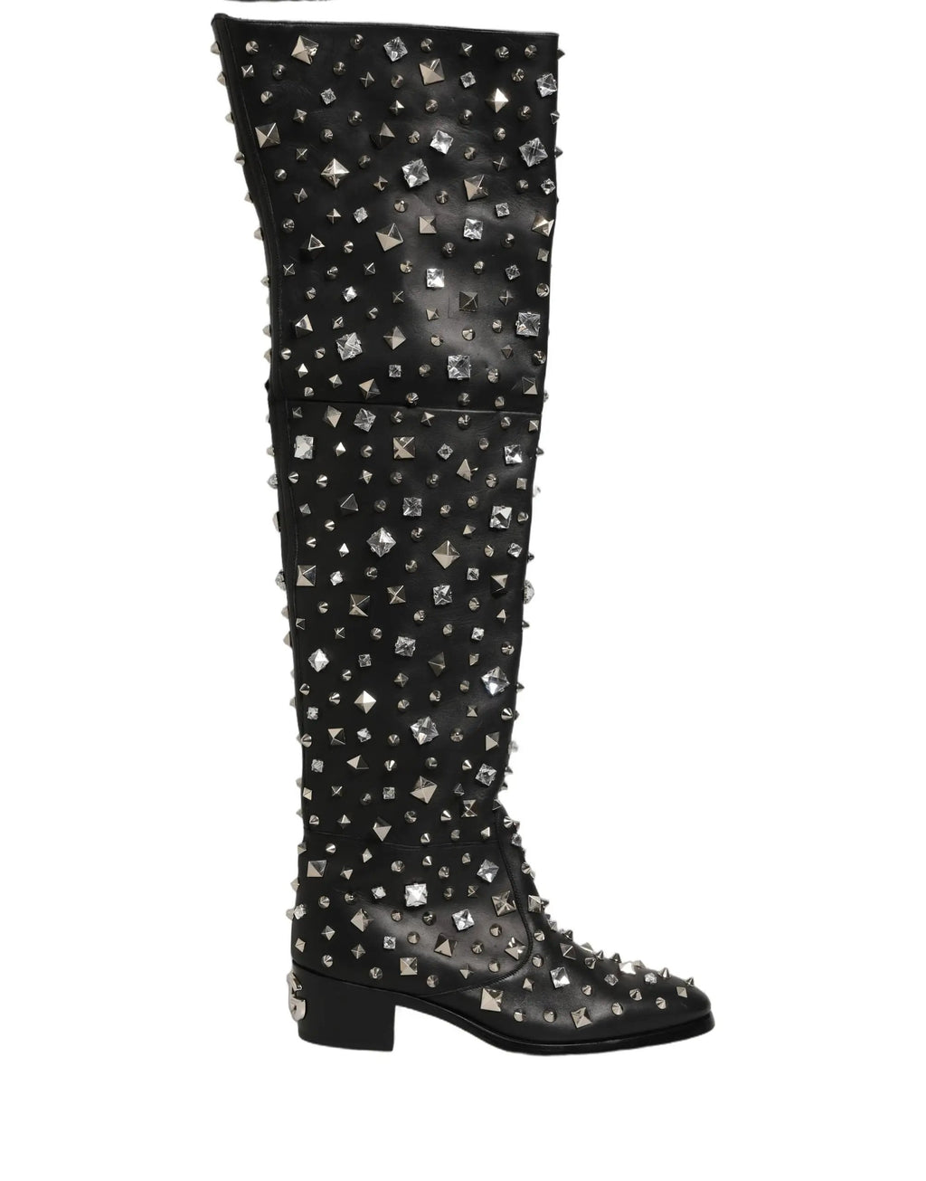 Bottes hautes Dolce & Gabbana noires ornées de cristaux