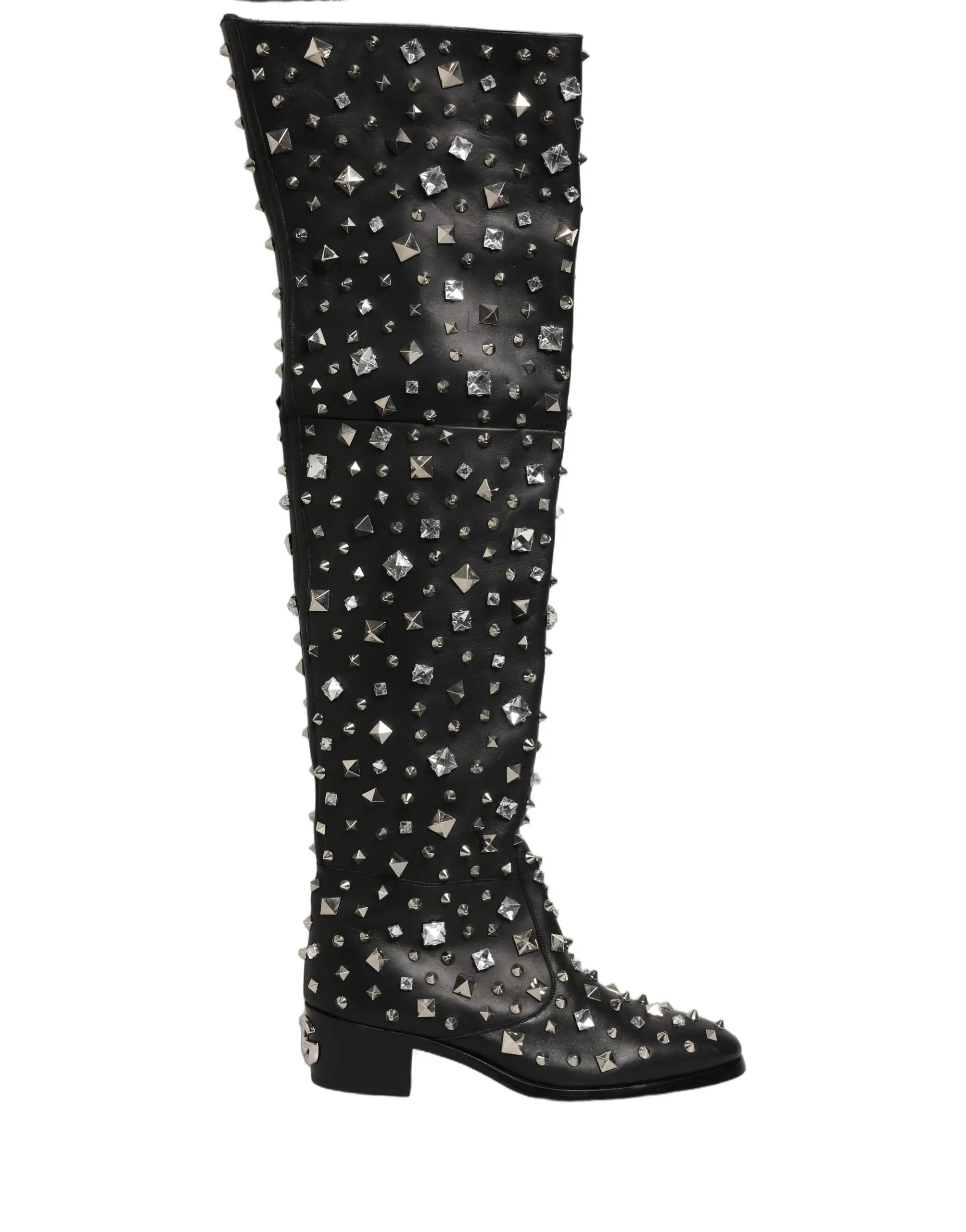 Bottes hautes Dolce & Gabbana noires ornées de cristaux