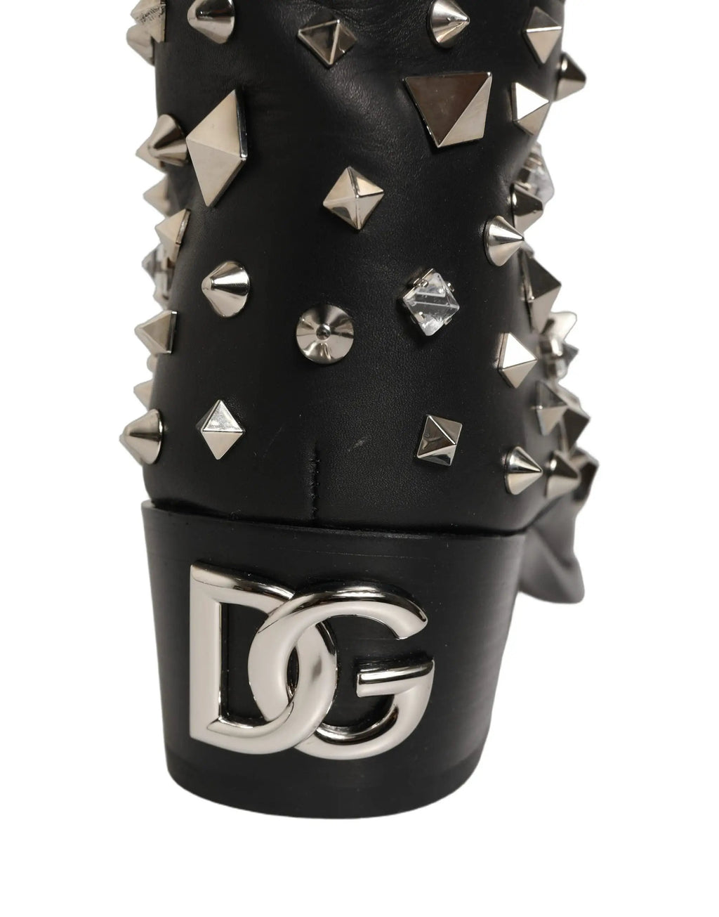 Bottes hautes Dolce & Gabbana noires ornées de cristaux