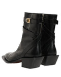 Bottes mi-mollet Dolce & Gabbana en cuir noir avec plaque DG