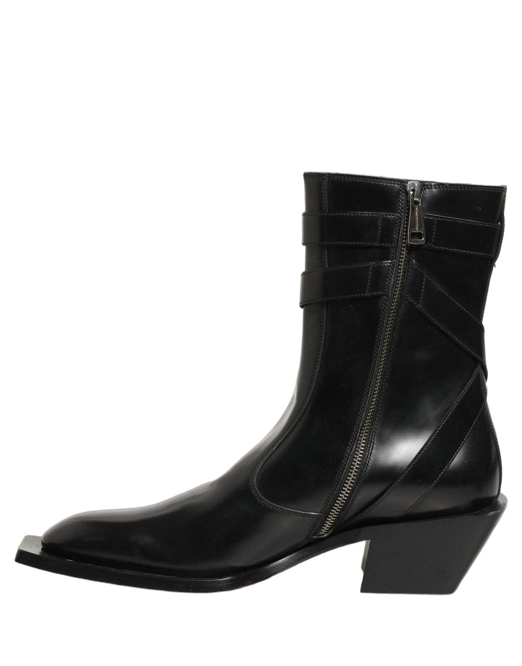 Bottes mi-mollet Dolce & Gabbana en cuir noir avec plaque DG