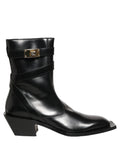 Bottes mi-mollet Dolce & Gabbana en cuir noir avec plaque DG