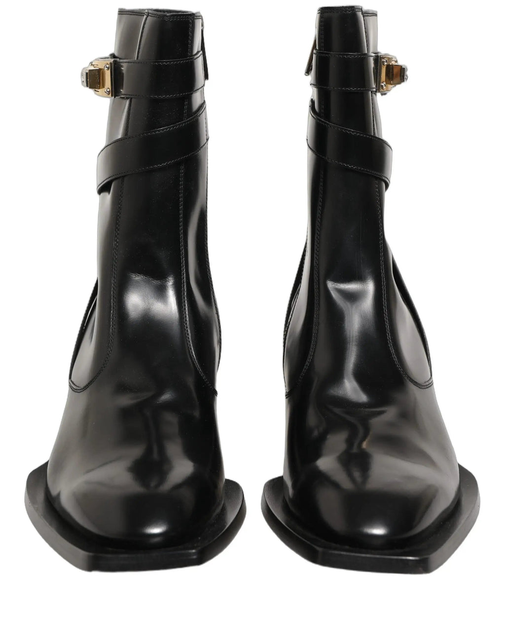 Bottes mi-mollet Dolce & Gabbana en cuir noir avec plaque DG