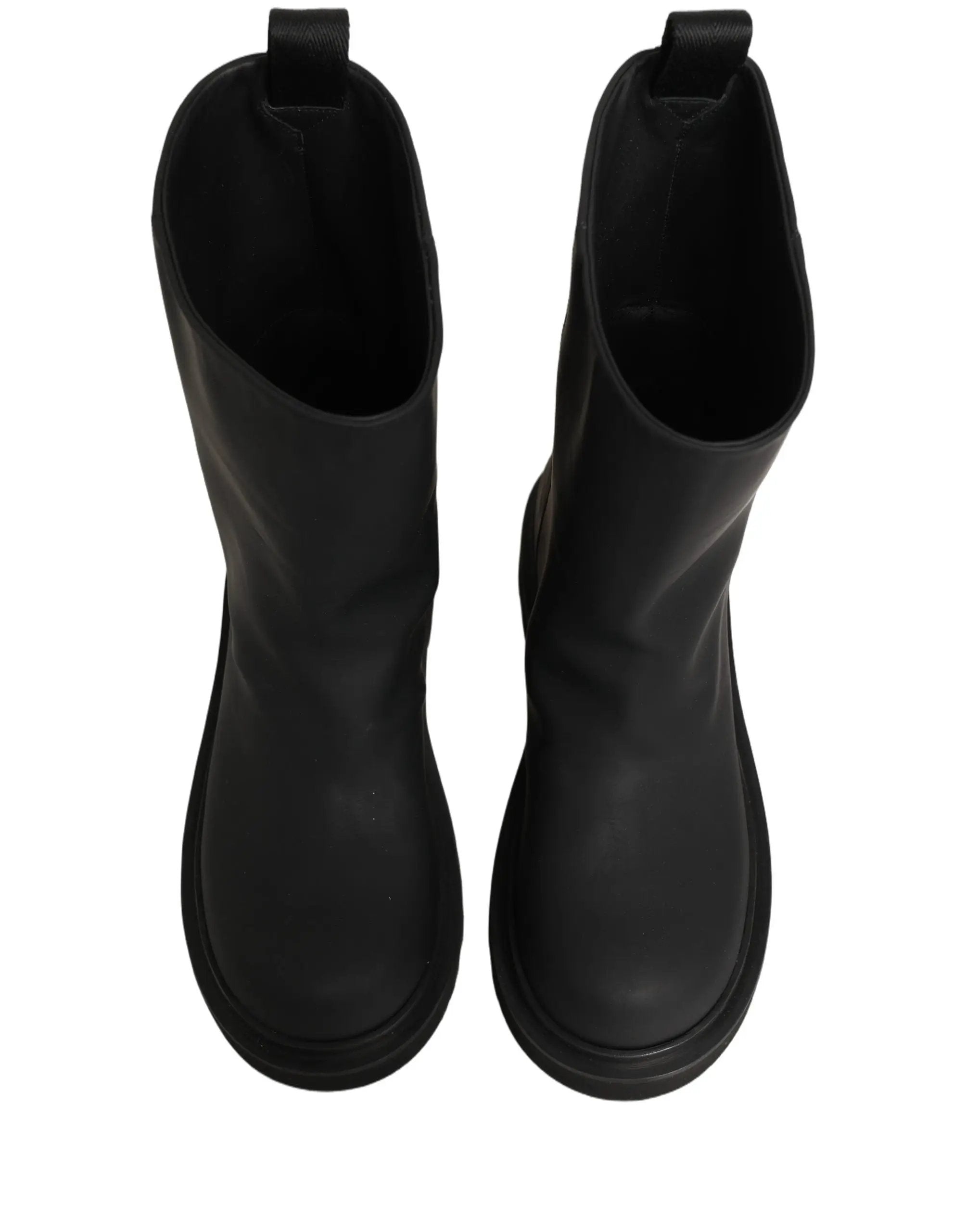 Dolce & Gabbana Black Leather Mid Calf Chunky Men Boots Shoes
