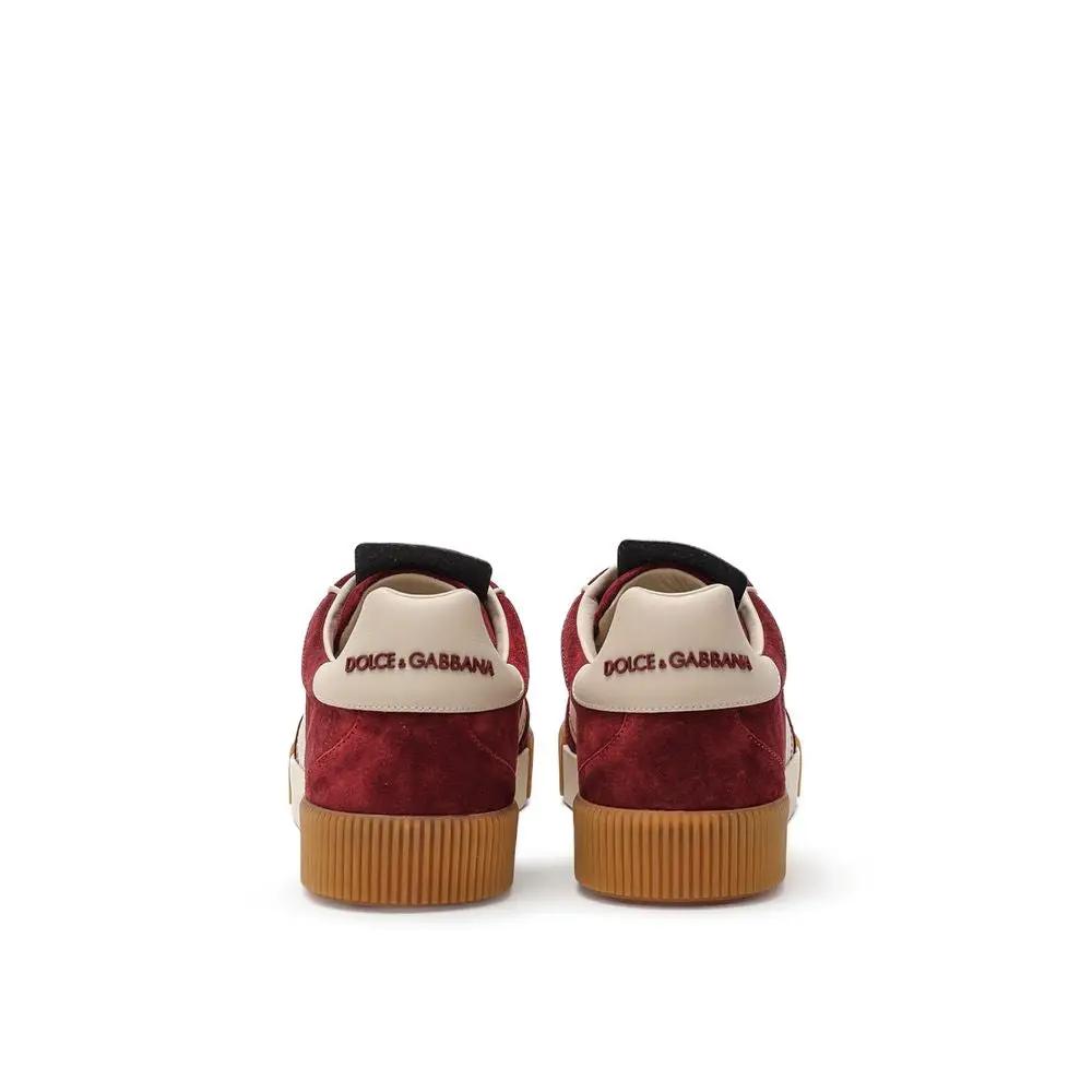 Dolce & Gabbana Bordeaux Leather Low Top Sneakers