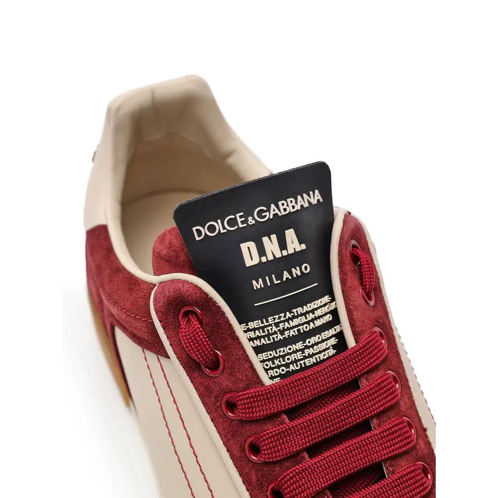 Dolce & Gabbana Bordeaux Leather Low Top Sneakers
