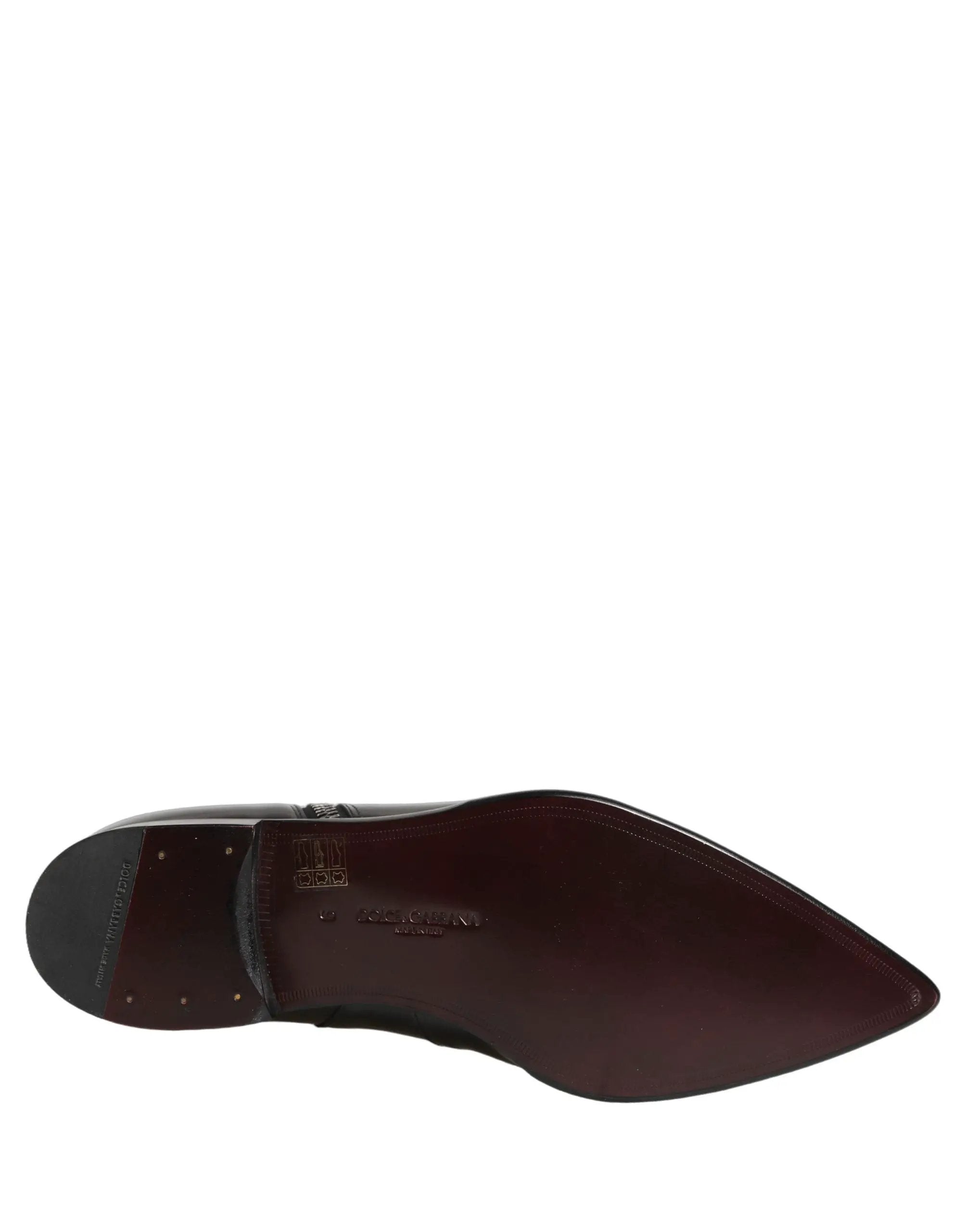 Bottes Homme Dolce & Gabbana en Cuir Noir avec Fermeture Éclair Mi-Mollet