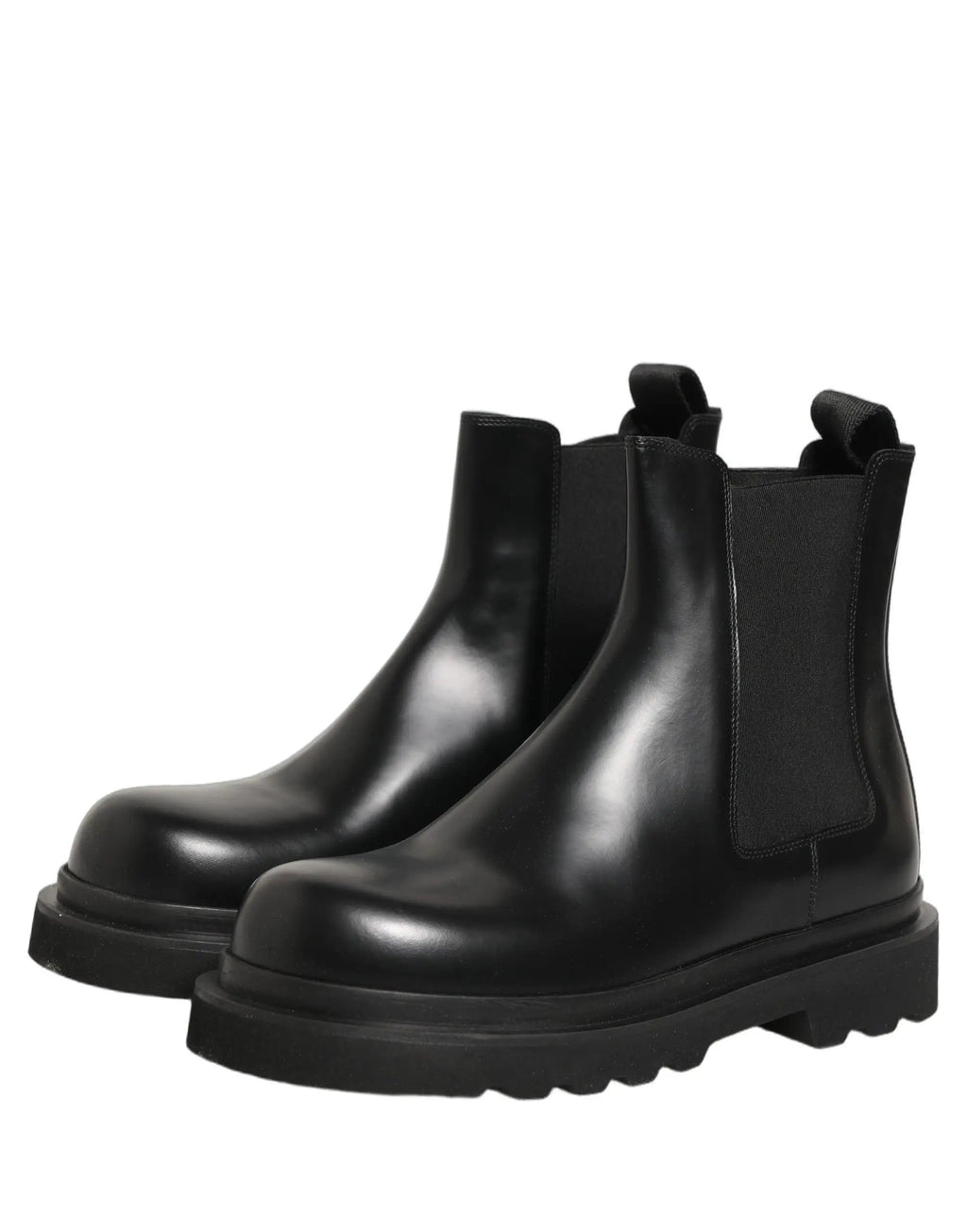 Dolce & Gabbana Chelsea Boots Noires en Cuir à Enfiler pour Hommes