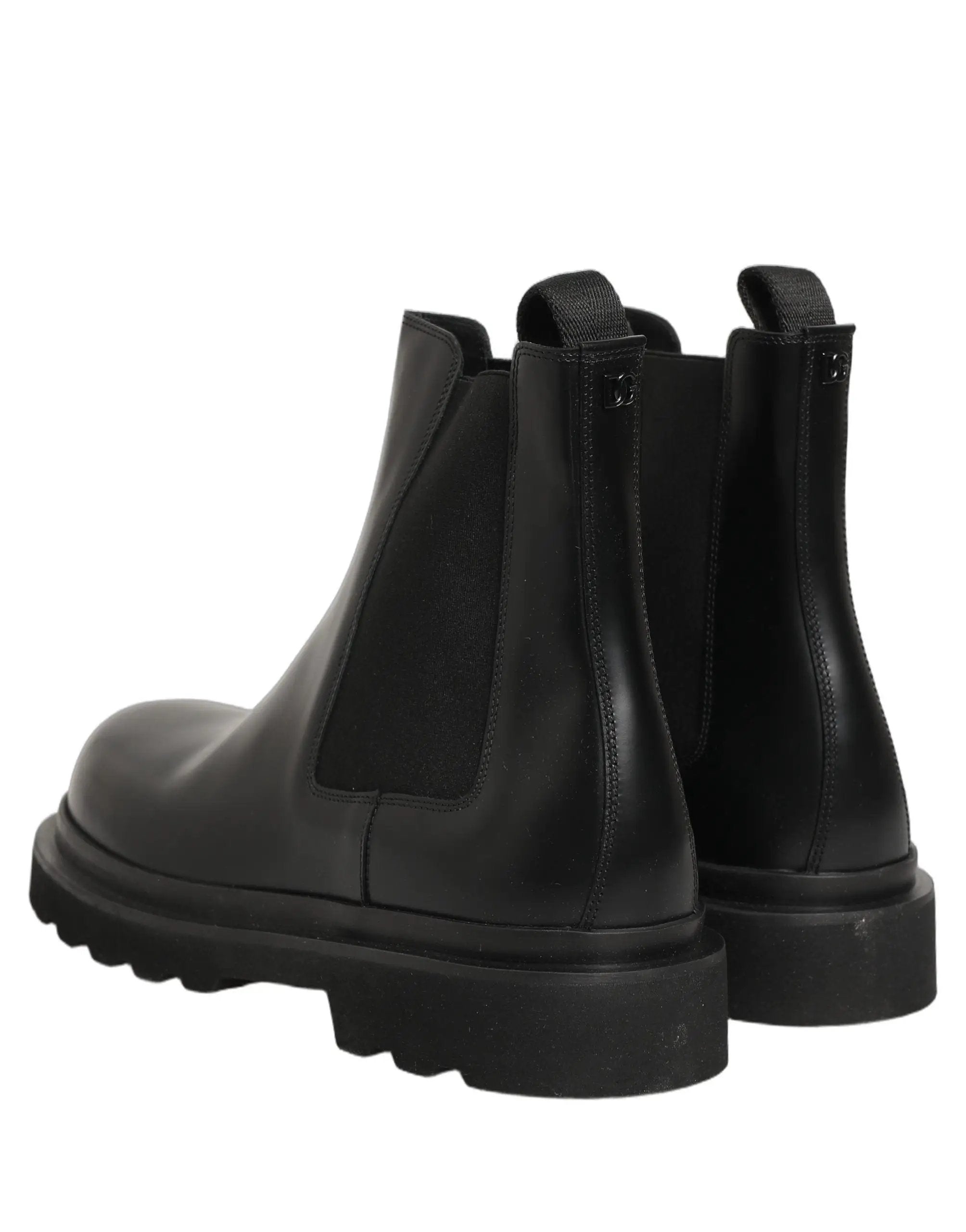 Dolce & Gabbana Chelsea Boots Noires en Cuir à Enfiler pour Hommes