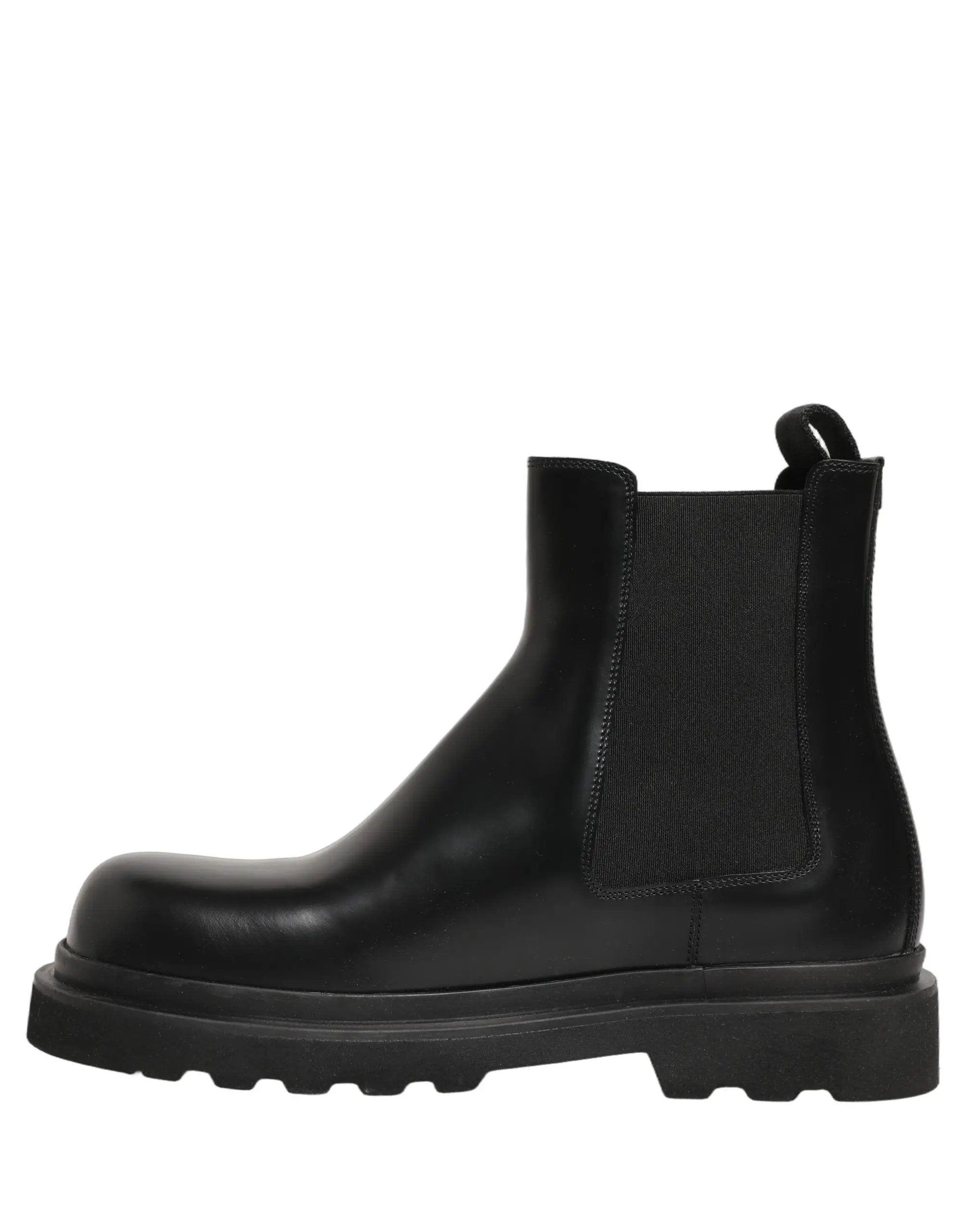Dolce & Gabbana Chelsea Boots Noires en Cuir à Enfiler pour Hommes