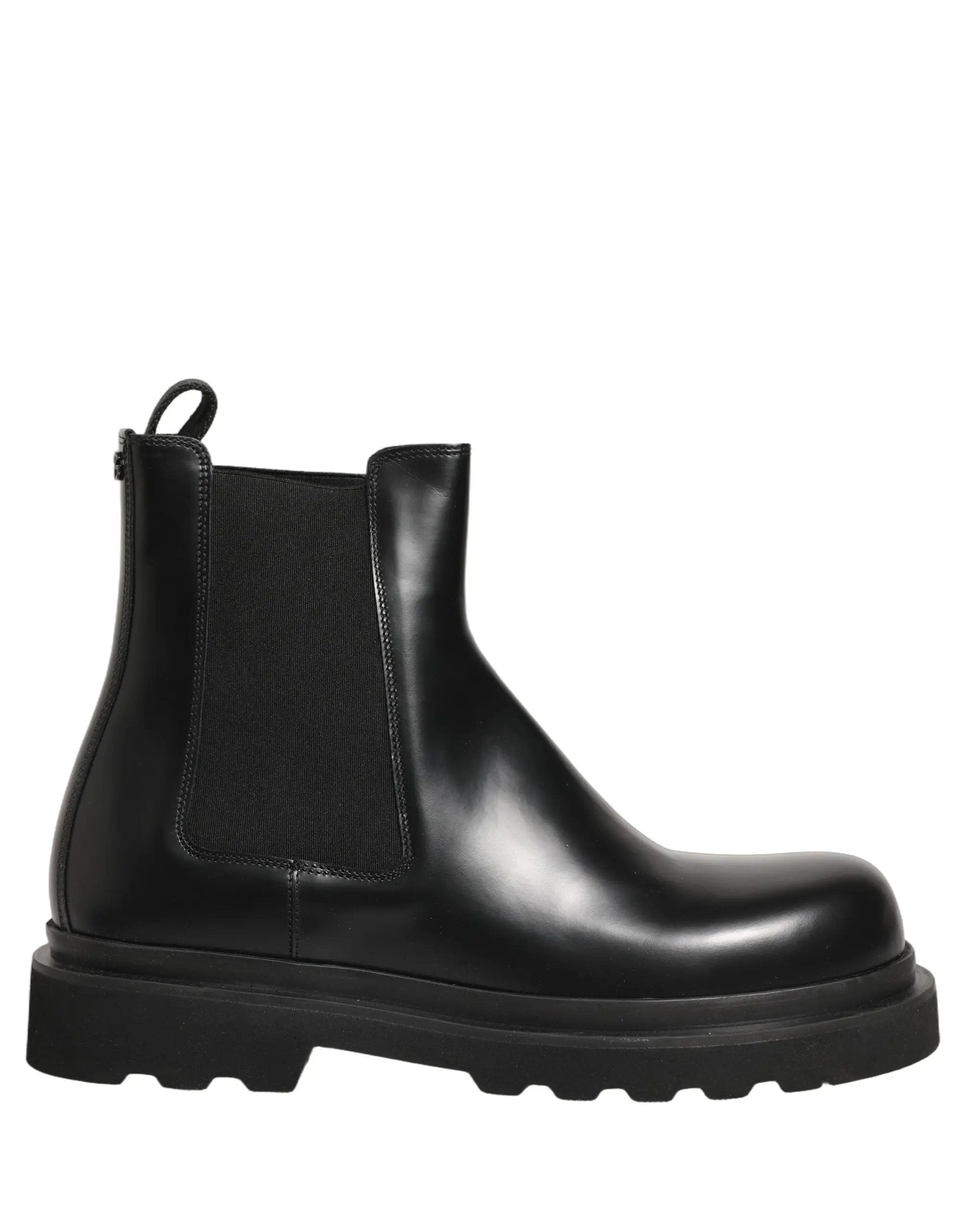 Dolce & Gabbana Chelsea Boots Noires en Cuir à Enfiler pour Hommes