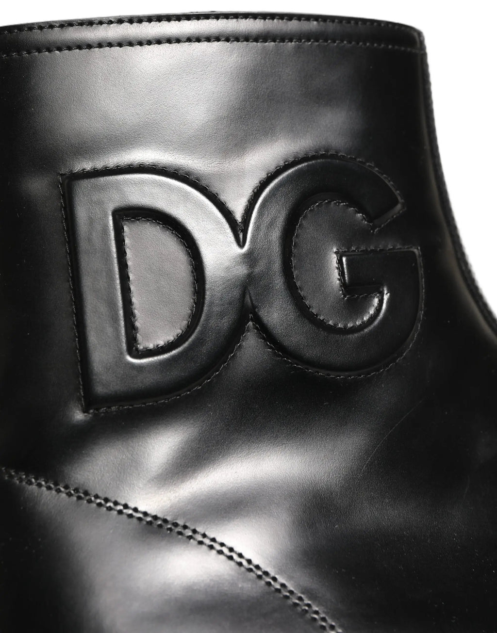 Bottes Chelsea Dolce & Gabbana en cuir noir avec logo embossé
