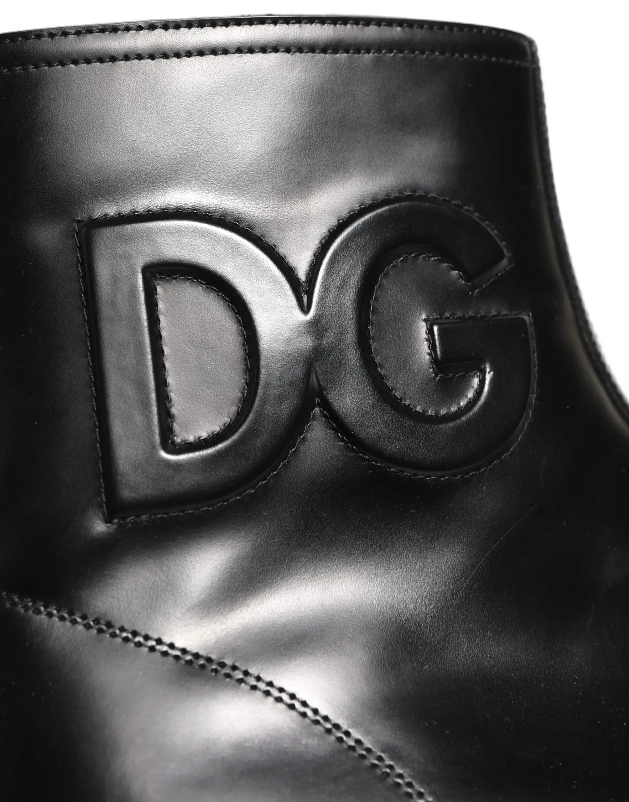 Bottes Chelsea Dolce & Gabbana en cuir noir avec logo embossé