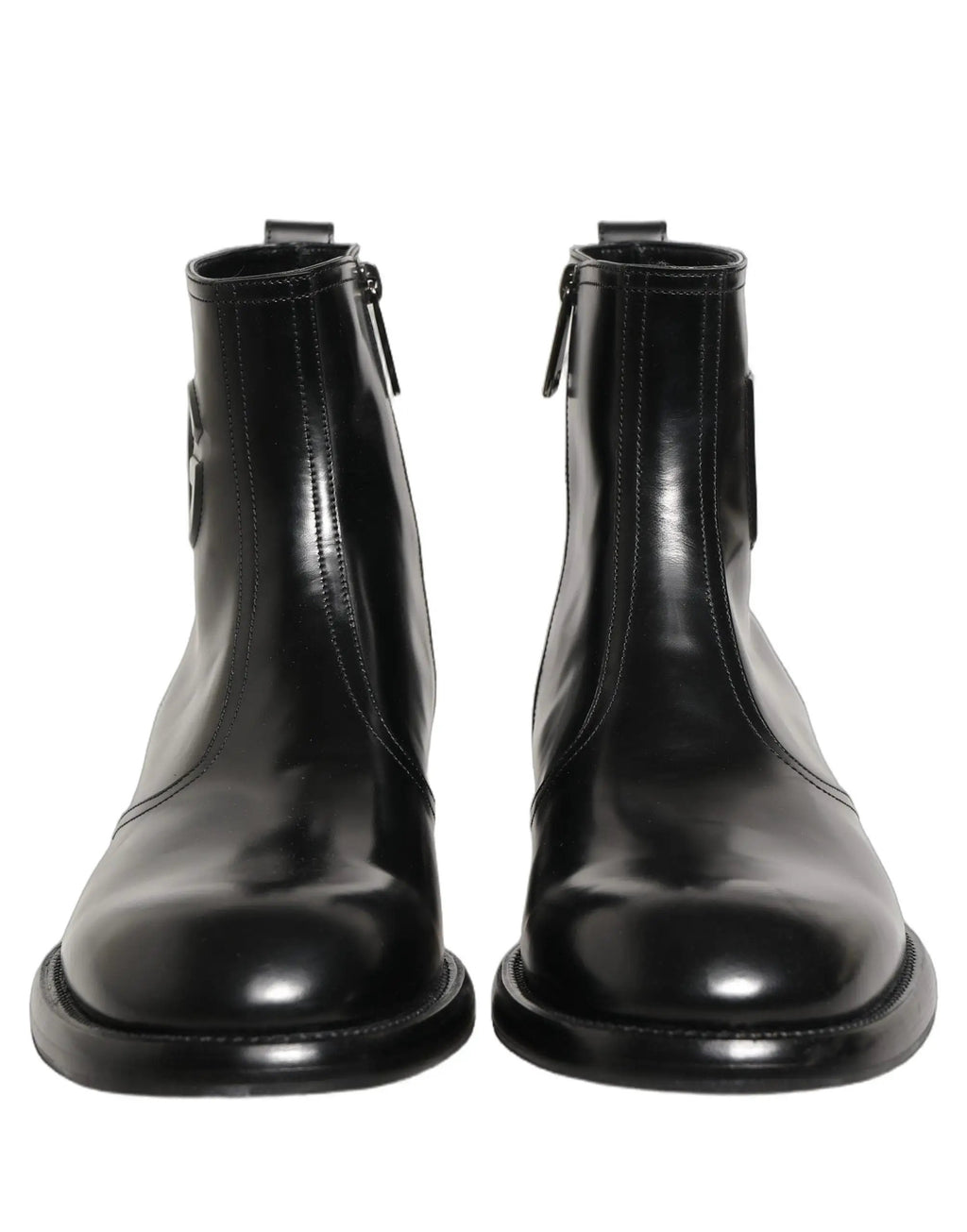 Bottes Chelsea Dolce & Gabbana en cuir noir avec logo embossé