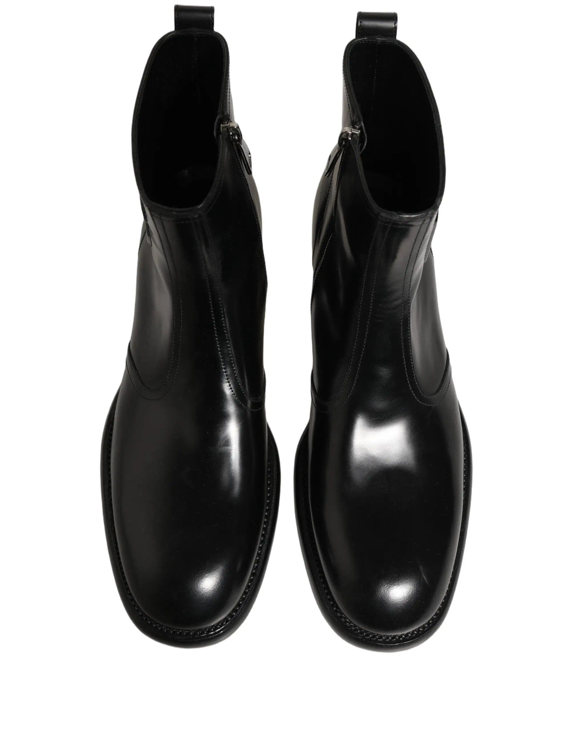 Bottes Chelsea Dolce & Gabbana en cuir noir avec logo embossé