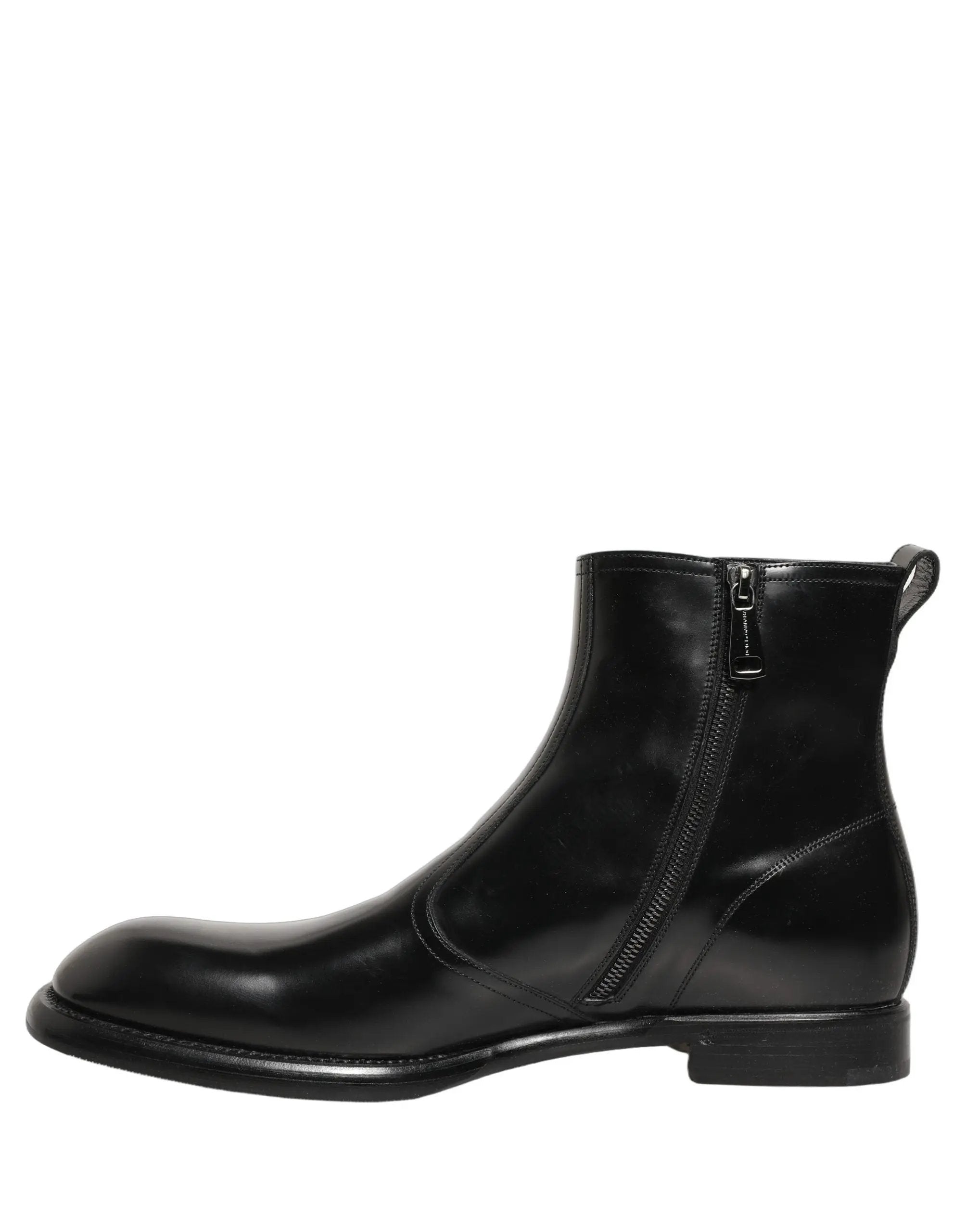 Bottes Chelsea Dolce & Gabbana en cuir noir avec logo embossé