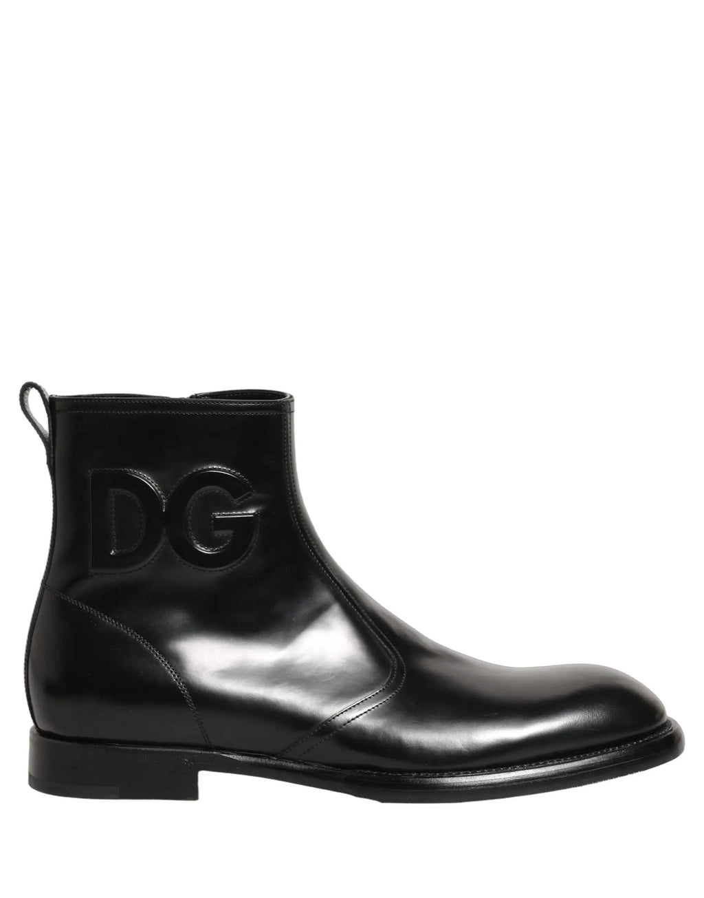 Bottes Chelsea Dolce & Gabbana en cuir noir avec logo embossé