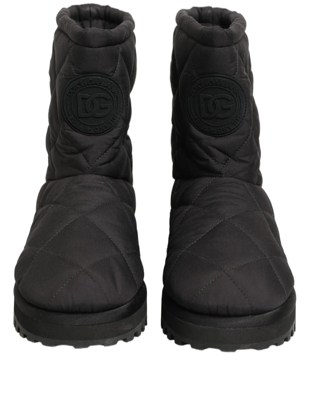 Dolce & Gabbana Black Quilted Effect Mid Calf Boots Shoes