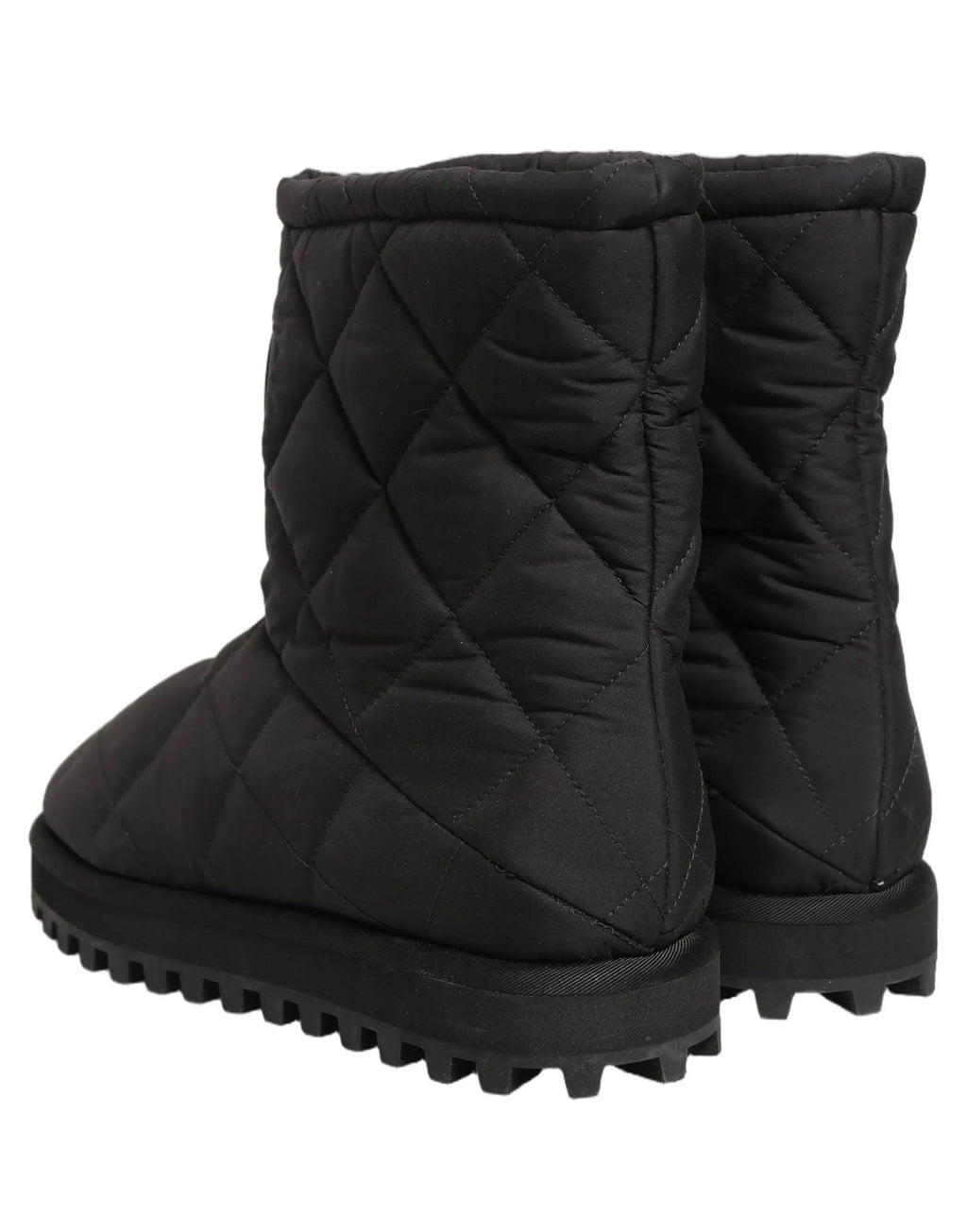 Dolce & Gabbana Black Quilted Effect Mid Calf Boots Shoes