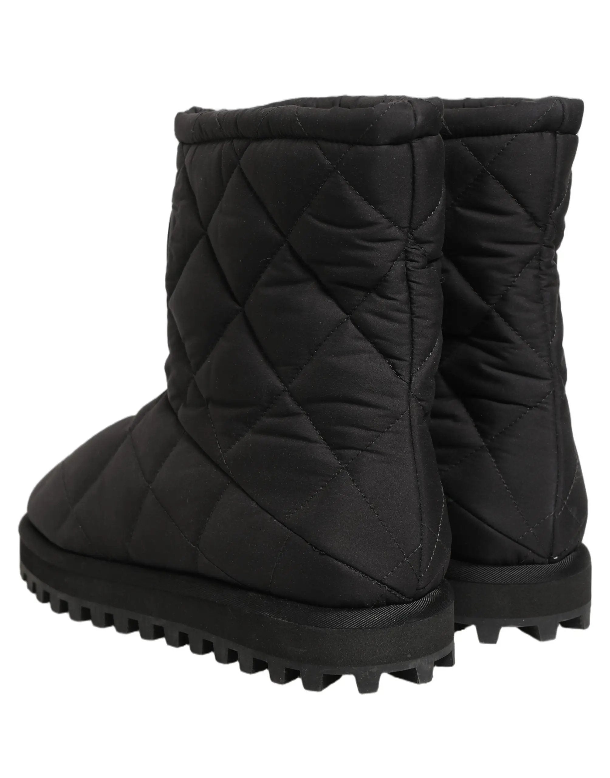 Dolce & Gabbana Black Quilted Effect Mid Calf Boots Shoes