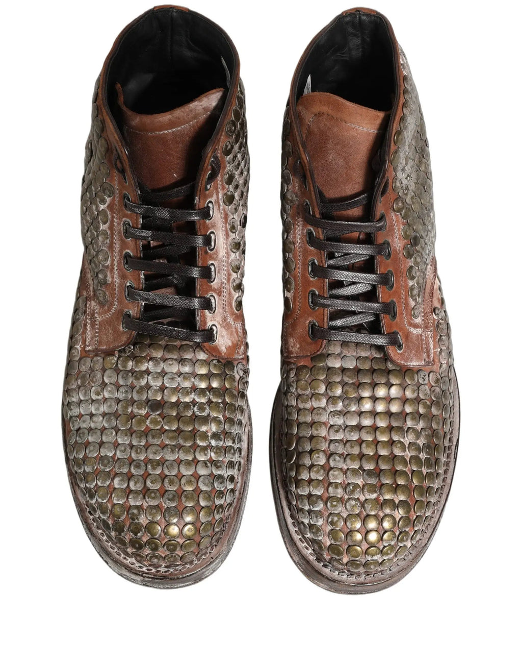 Chaussures Bottines Dolce & Gabbana en cuir marron cloutées, modèle défilé